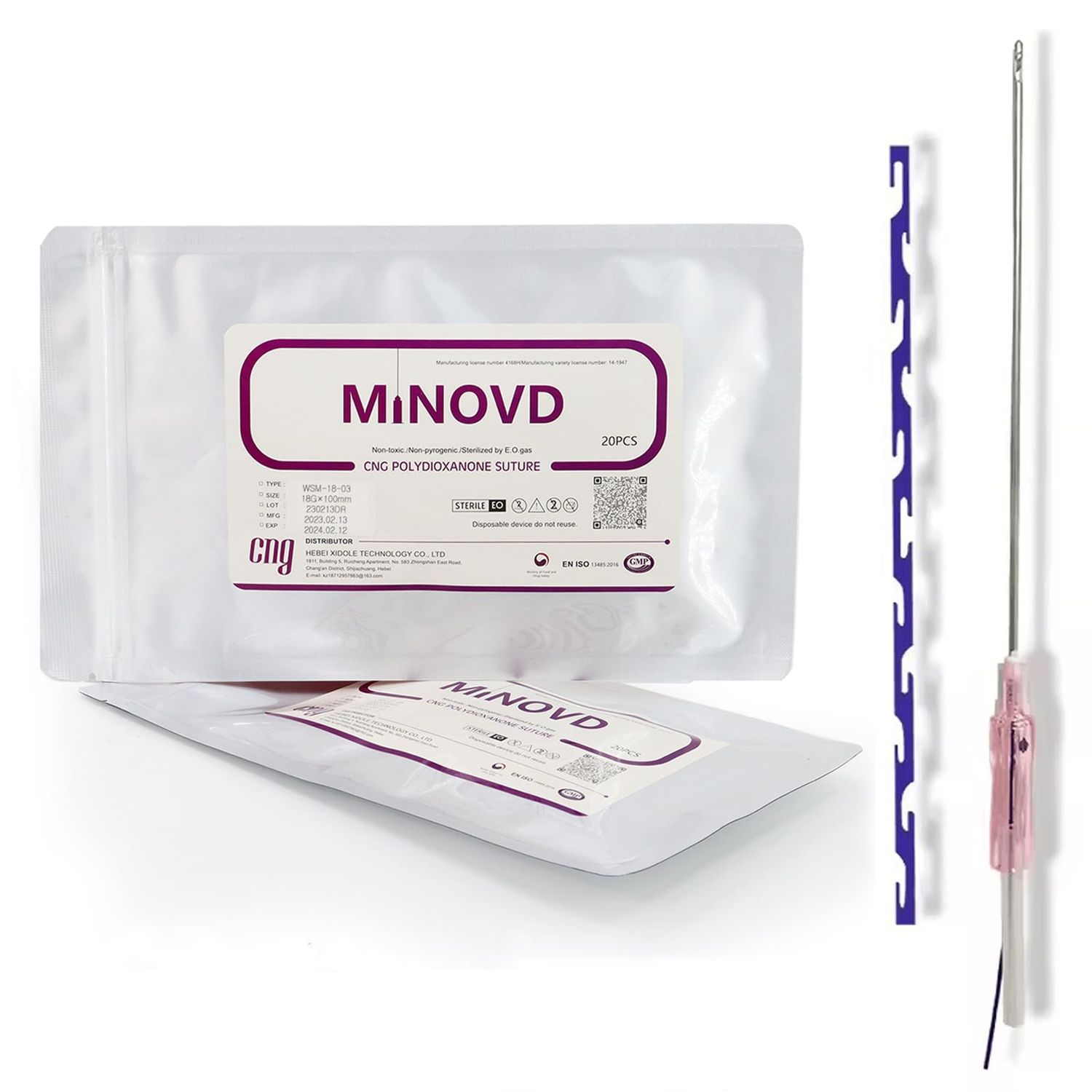 Minovd Pdo Molding Cog, Cog Threads Face Lift, Pdo Threads for Face Lift Cog, Effectively Lift Sagging Skin, Bullet Blunt 20Pcs