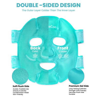 RelaxCoo Cold Face Eye Mask Ice Pack Reduce Face Puff,Dark Circles,Gel Hot Cold Compress,Face SPA for Woman Sleeping, Pressure, Headaches, Skin Care
