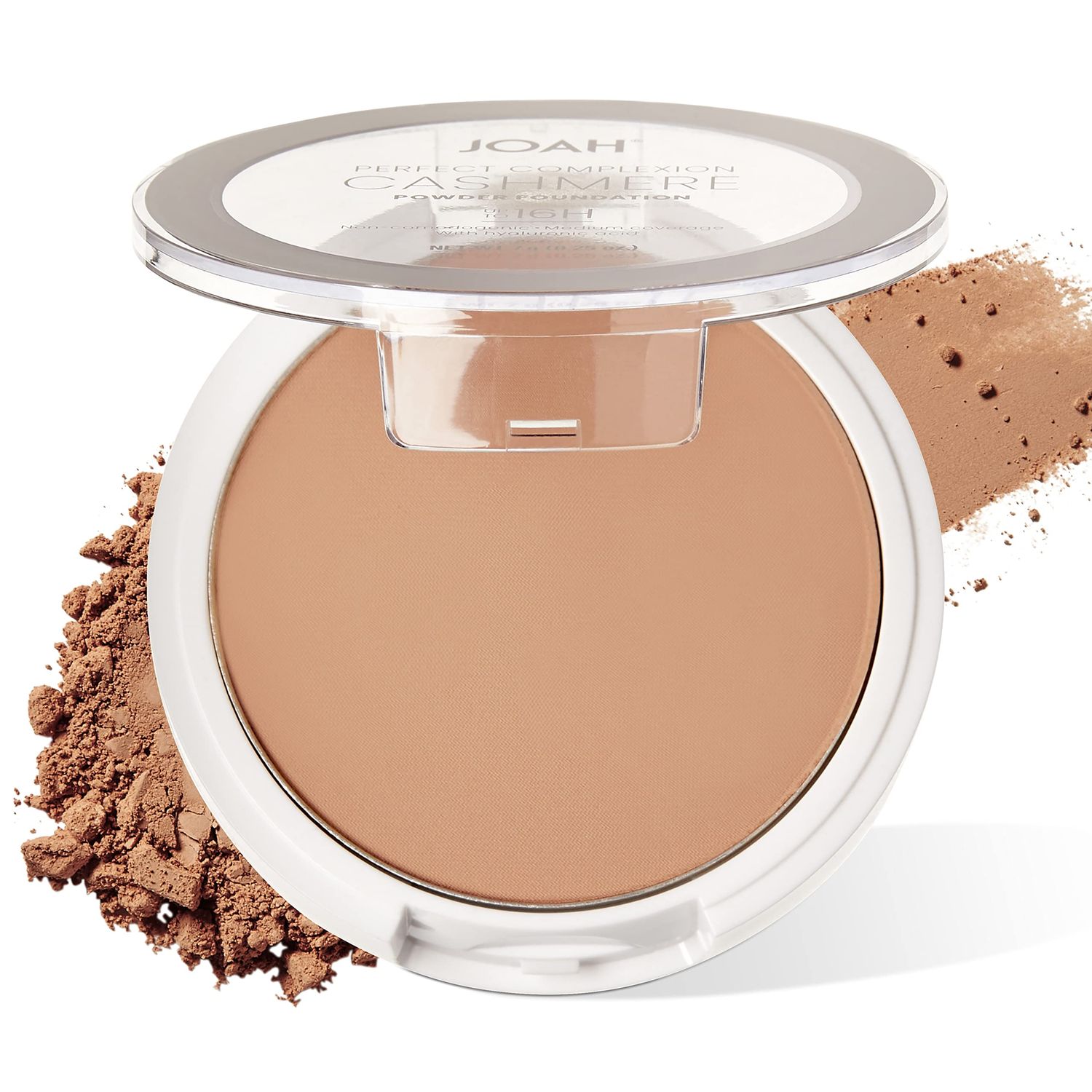 JOAH Perfect Complexion Cashmere Powder Foundation, Medium Face Coverage, Matte Finish, Korean Makeup, Compact Design For Oily &amp; All Skin Types, 16 Hour Wear, Medium with Neutral Undertones