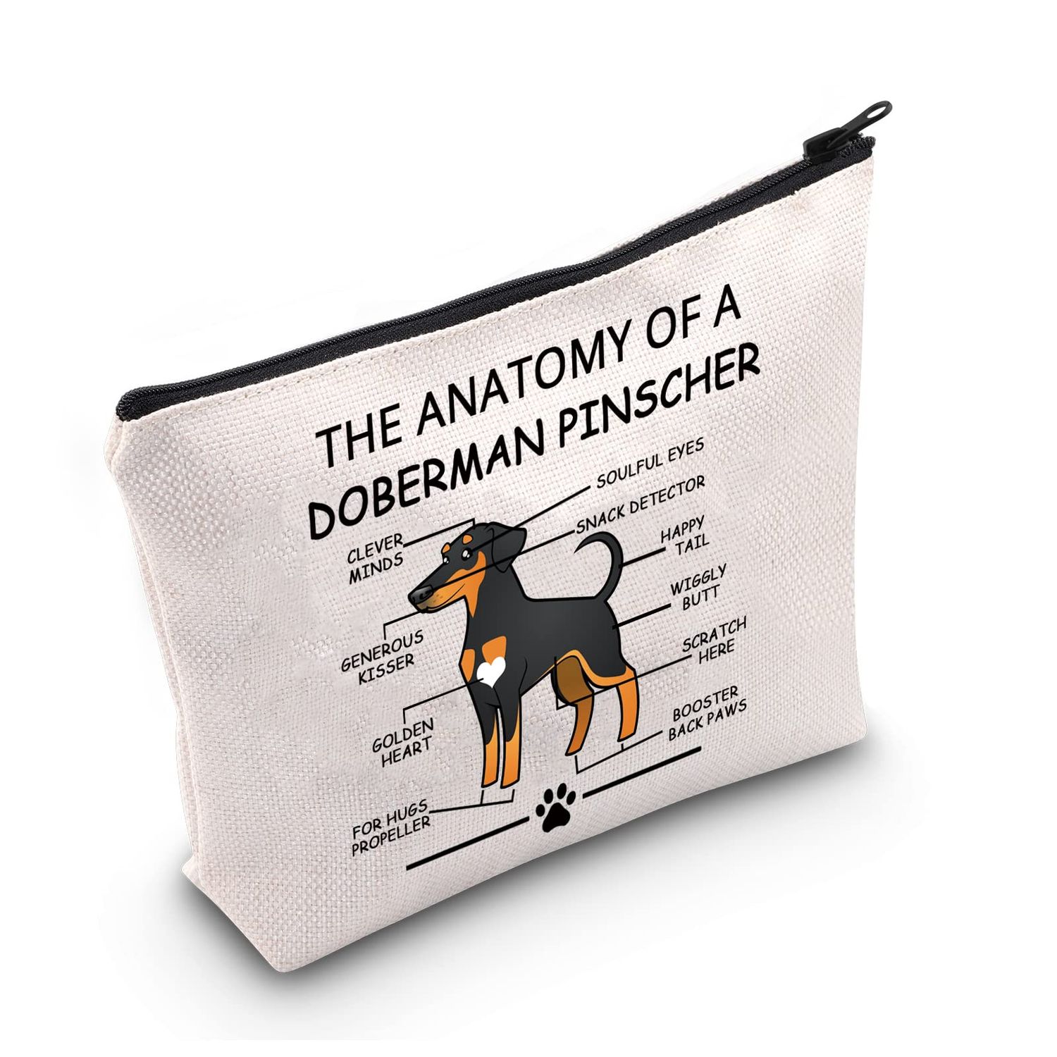 LEVLO Funny Doberman Pinscher Lovers Gifts The Anatomy of A Doberman Pinscher Clever Minds Cosmetic Bags Veterinary Mom Travel Toiletry Bags(Doberman Pinscher)
