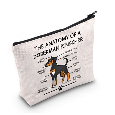 LEVLO Funny Doberman Pinscher Lovers Gifts The Anatomy of A Doberman Pinscher Clever Minds Cosmetic Bags Veterinary Mom Travel Toiletry Bags(Doberman Pinscher)