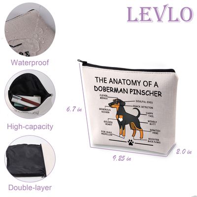LEVLO Funny Doberman Pinscher Lovers Gifts The Anatomy of A Doberman Pinscher Clever Minds Cosmetic Bags Veterinary Mom Travel Toiletry Bags(Doberman Pinscher)