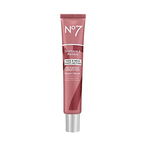 No7 Restore &amp; Renew Multi-Action Face &amp; Neck Serum - Anti Aging Serum for Deep Wrinkle Repair - Collagen Infused Face Serum with a Hydrating Blend of Hibiscus Peptides &amp; Hyaluronic Acid (1.69 Fl Oz)
