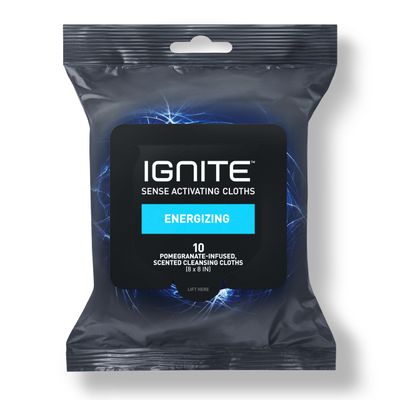 Medline Ignite Mens Body Wet Wipes, Extra Thick 8" x 8" Shower Wipes, Energizing Scent, 10 Count (Pack of 3)