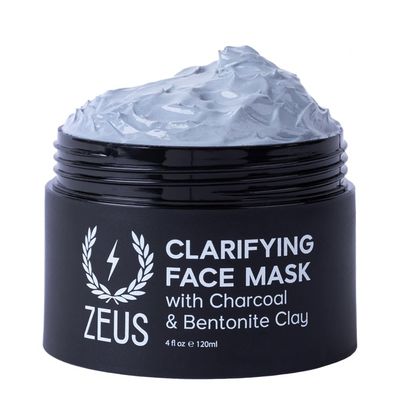 ZEUS Clarifying Face Mask with Charcoal &amp; Bentonite Clay, Detoxifying Facial Mask For All Skin Types (Made in USA) 4 oz.