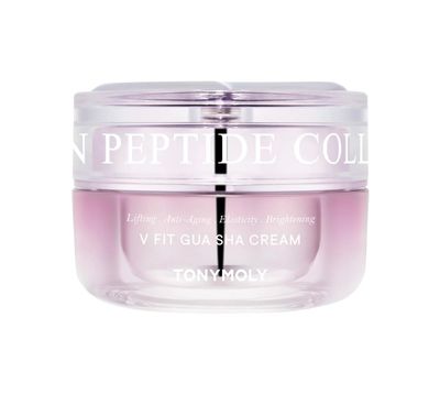 TONYMOLY Collagen Peptide V Fit Gua Sha Cream - Anti-Aging Face Cream with Built-In Gua Sha Tool, Clinically Proven to Reduce Fine Lines, 50ml