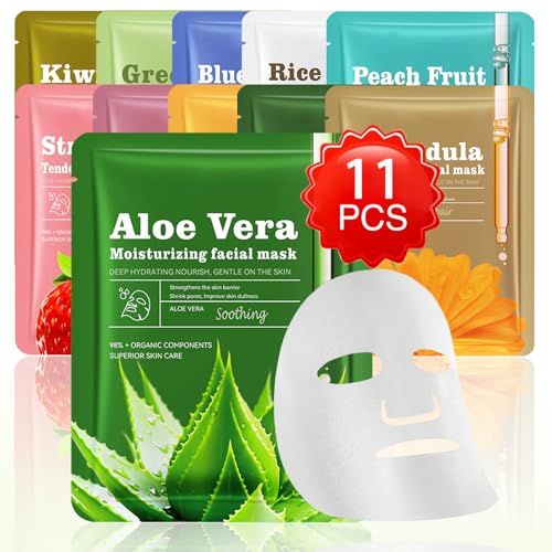 Xiuxixu 11 PCS Hydrating Face Masks Skincare, Moisturizing Face Mask Self Care Sheet Masks Set for Women, Face Skin Gentle Treatment Mask for Women Girls Home Spa Skincare Gift Set