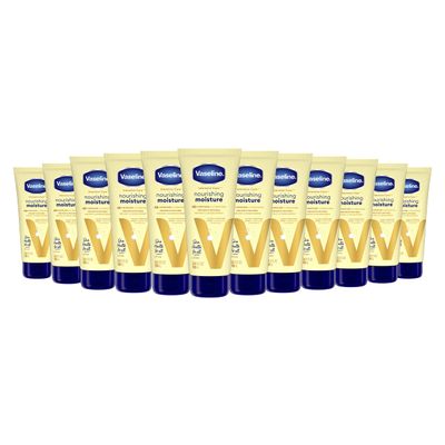 Vaseline Nourishing Moisture Body Lotion Hand &amp; Body Lotion Pack of 12 for Dry Skin made with Ultra-Hydrating Lipids &amp; Pure Oat Extract 3.4 oz