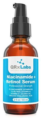 QRxLabs 5% Niacinamide (Vitamin B3) + Retinol Serum - Anti-Aging Serum - Pore and Wrinkle Reducer - Fights Acne Breakouts - Fades Blemishes and Spots - Tightens Skin - Retinol &amp; Niacinamide Serum