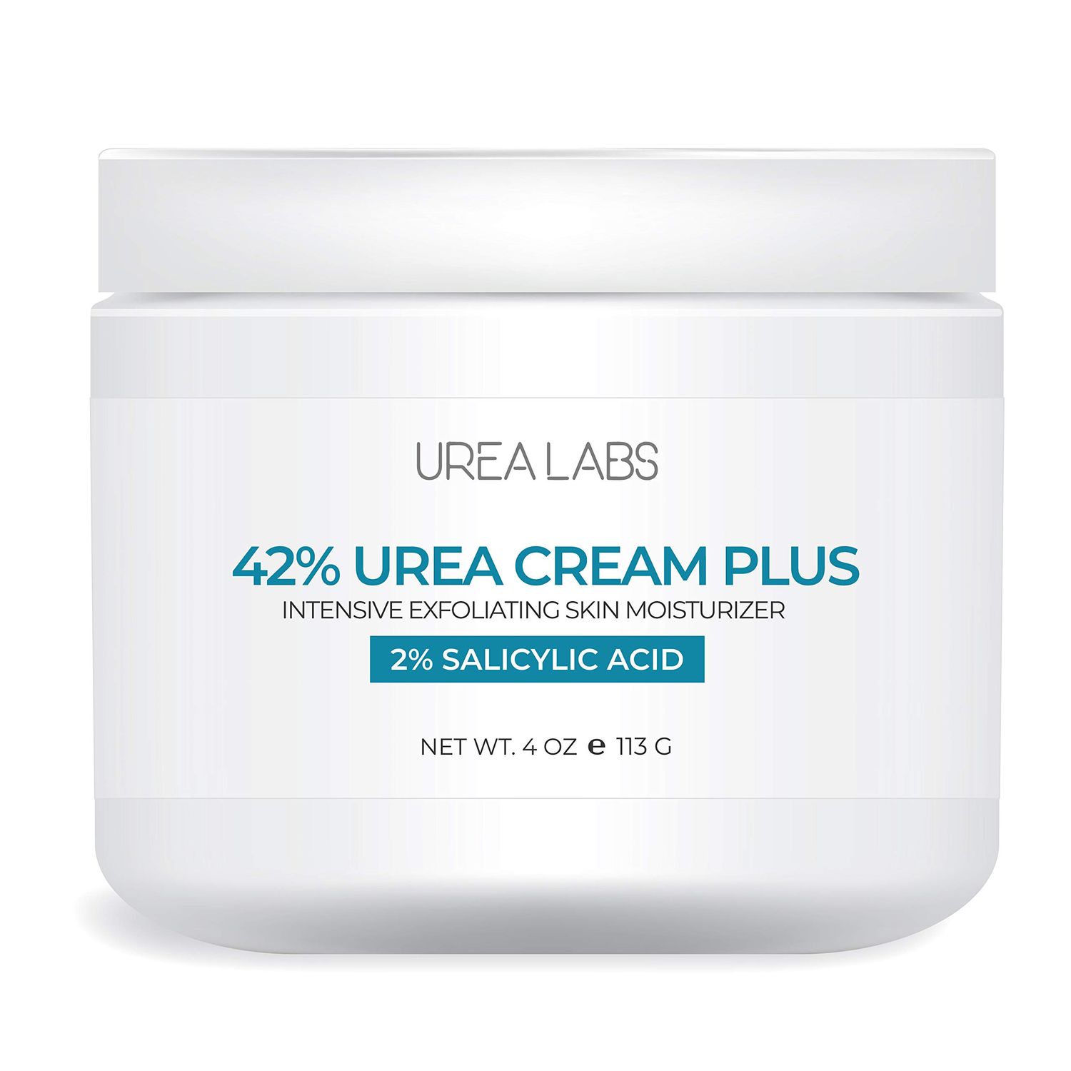 UREA LABS | 42% Urea Cream PLUS w/ 2% Salicylic Acid, 4 Oz Highest Potency Intensive Exfoliating Foot Cream Corn &amp; Callus Remover Skin Moisturizer to Soften Calluses, Damaged Skin &amp; Nails (1)
