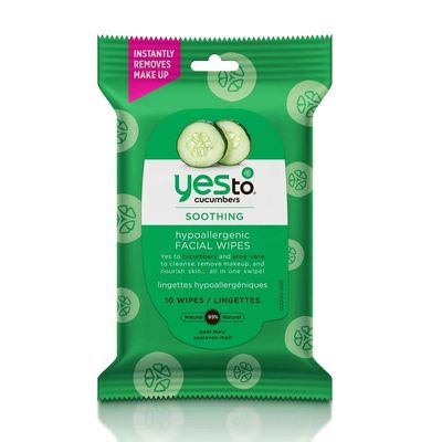 Yes To Cucumbers Face Wipes for Sensitive Skin Soothing Travel Facial Wipes | 10 Count (Model: 3371028)