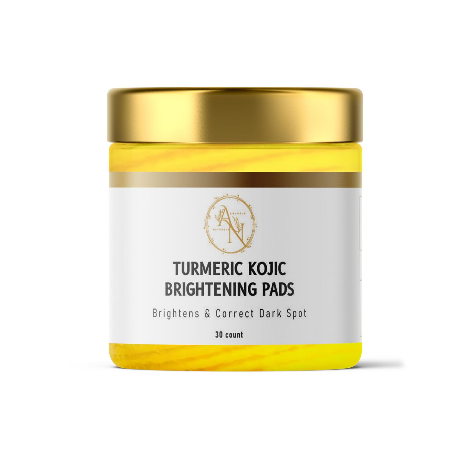 Turmeric &amp; Kojic Infused Exfoliating &amp; Cleansing Pads for Discoloration, Dark Spots, Uneven Skin. Deep Clean &amp; Unclog Pores, Brighten, Glow &amp; Smooth Skin (Pack of 30)
