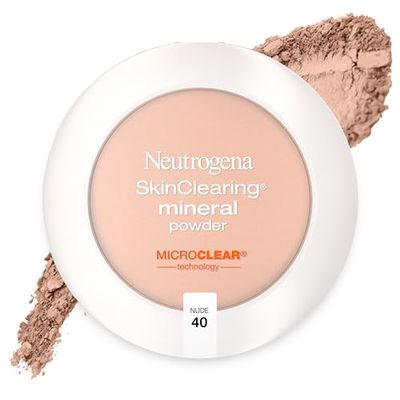 Neutrogena SkinClearing Mineral Acne-Concealing Pressed Powder Compact, Shine-Free &amp; Oil-Absorbing Makeup with Salicylic Acid to Cover, Treat &amp; Prevent Acne Breakouts, Nude 40, .38 oz (Pack of 2)
