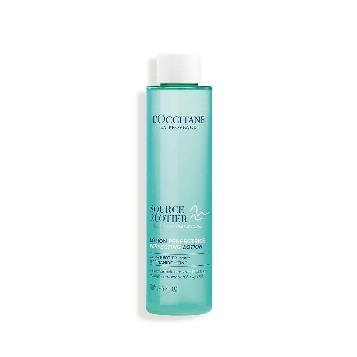 L&#39;OCCITANE Source Reotier Perfecting Lotion: Balance &amp; Tone Skin with Hyaluronic Acid, Remove Excess Sebum, 5 Fl. Oz