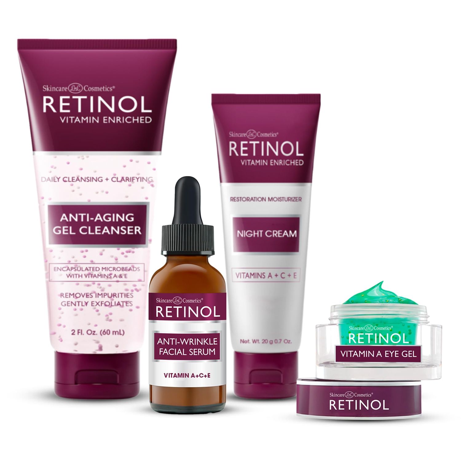 Retinol Anti-Aging Starter Kit - The Original Retinol For a Younger Look - [4] Conveniently Sized Products Perfect For Travel or First Time Try - Cleanse, Treat, Repair &amp; Hydrate On-The-Go