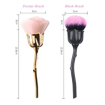 JERCLITY 2 Pieces Rose Makeup Brushes Blush Brush Large Face Powder Makeup Brushes for Powder Cosmetic Nail Dust Brush Loose Powder Brush Makeup Manicure Dust Remover Brush for Clean (Black&Gold)