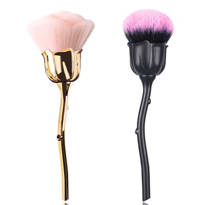 JERCLITY 2 Pieces Rose Makeup Brushes Blush Brush Large Face Powder Makeup Brushes for Powder Cosmetic Nail Dust Brush Loose Powder Brush Makeup Manicure Dust Remover Brush for Clean (Black&amp;Gold)