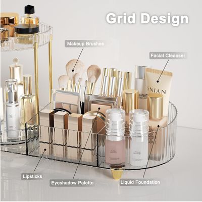 Lulltou Rotating Makeup Organizer Countertop with Perfume Tray for Vanity, 2-in-1 Cosmetic Organizer and Storage Holder, Large Desk Makeup and Skincare Organizers for Counter Bathroom Dresser