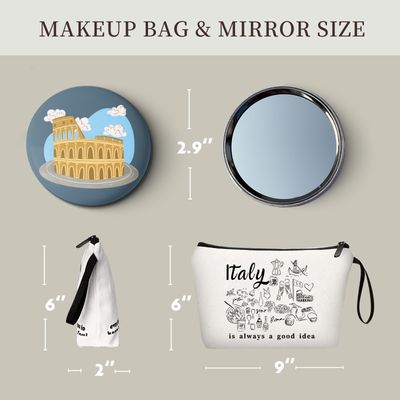 SEAMOON Travel Gifts,Friend Gifts,Sister Birthday Gift Ideas,Unique Gifts for Women,Womens Birthday Gifts,Small Cosmetic Bag with Mirror,Girls Trip Gifts Favors,Italy Travel,Christmas Gifts