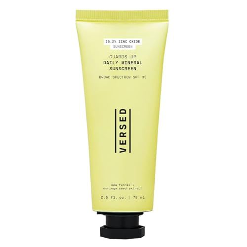 Versed Guards Up Daily Face Sunscreen - Zinc Oxide Mineral Sunscreen Sunscreen for All Skin Types - Lightweight, Skin-Like Non-Nano Sunscreen - Vegan + Pregnancy Safe (2.5 oz)