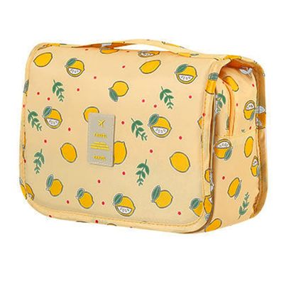 SxoSyo Premium Toiletry Bag for Women Hanging Makeup Organizer Travel Bag for Toiletries Cosmetic Bags Waterproof Shower Bathroom Bag with Hook (Yellow lemon)