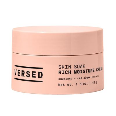 Versed Skin Soak Rich Moisture Face Cream - Daily Facial Moisturizer with Squalane Oil, Hyaluronic Acid, Vitamin E + Red Algae - Smooth, Non-Greasy Night Cream for Aging, Dry Skin - Vegan (1.5 oz)