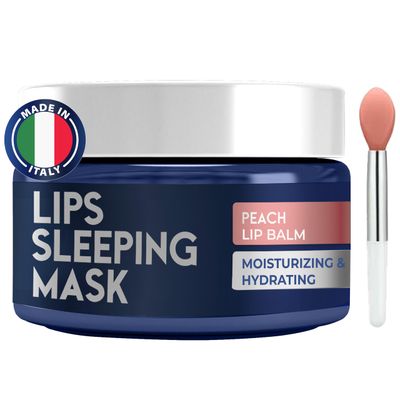 Lip Mask Overnight with Hyaluronic Acid &amp; Collagen, Lip Sleeping Mask for Dry Cracked Lips, Moisturizing, Hydrating, Exfoliating Night Treatment for Lip Care (Peach)