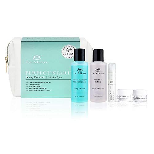 Le Mieux Perfect Start Beauty Essentials Set for Normal Skin - 5-Piece Facial Set - Phyto-Nutrient Cleansing Gel, Essence Toner, TGF-B Booster, Eye Wrinkle Corrector &amp; Bio Cell Rejuvenating Cream