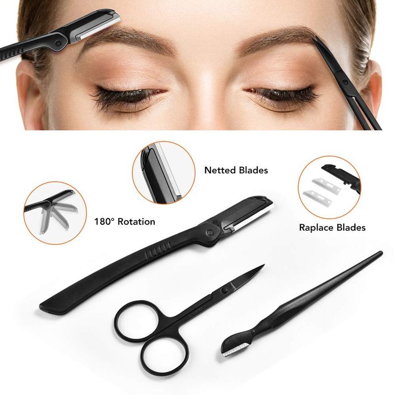ZTRHYOO Eyebrow Razor, Eyebrow Kit, Multipurpose Exfoliating Dermaplaning Tool Face Razors for Women Girl, Eyebrow Grooming Set (11 in 1)