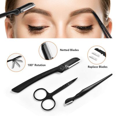 ZTRHYOO Eyebrow Razor, Eyebrow Kit, Multipurpose Exfoliating Dermaplaning Tool Face Razors for Women Girl, Eyebrow Grooming Set (11 in 1)