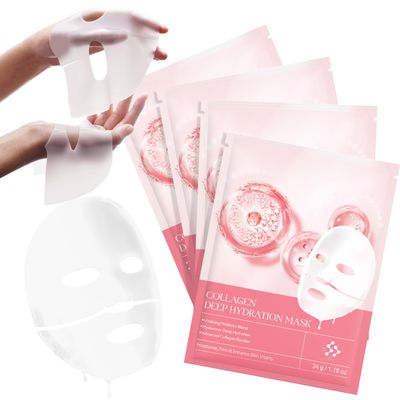 Xaarty Collagen Face Mask, Collagen Real Deep Mask, Hydrating Overnight Hydrogel Mask, Super Hydrating, Nourishing For The Skin, Containing Collagen, Vitamin E &amp; Rose Extract, 34g x4ea, 4 Count