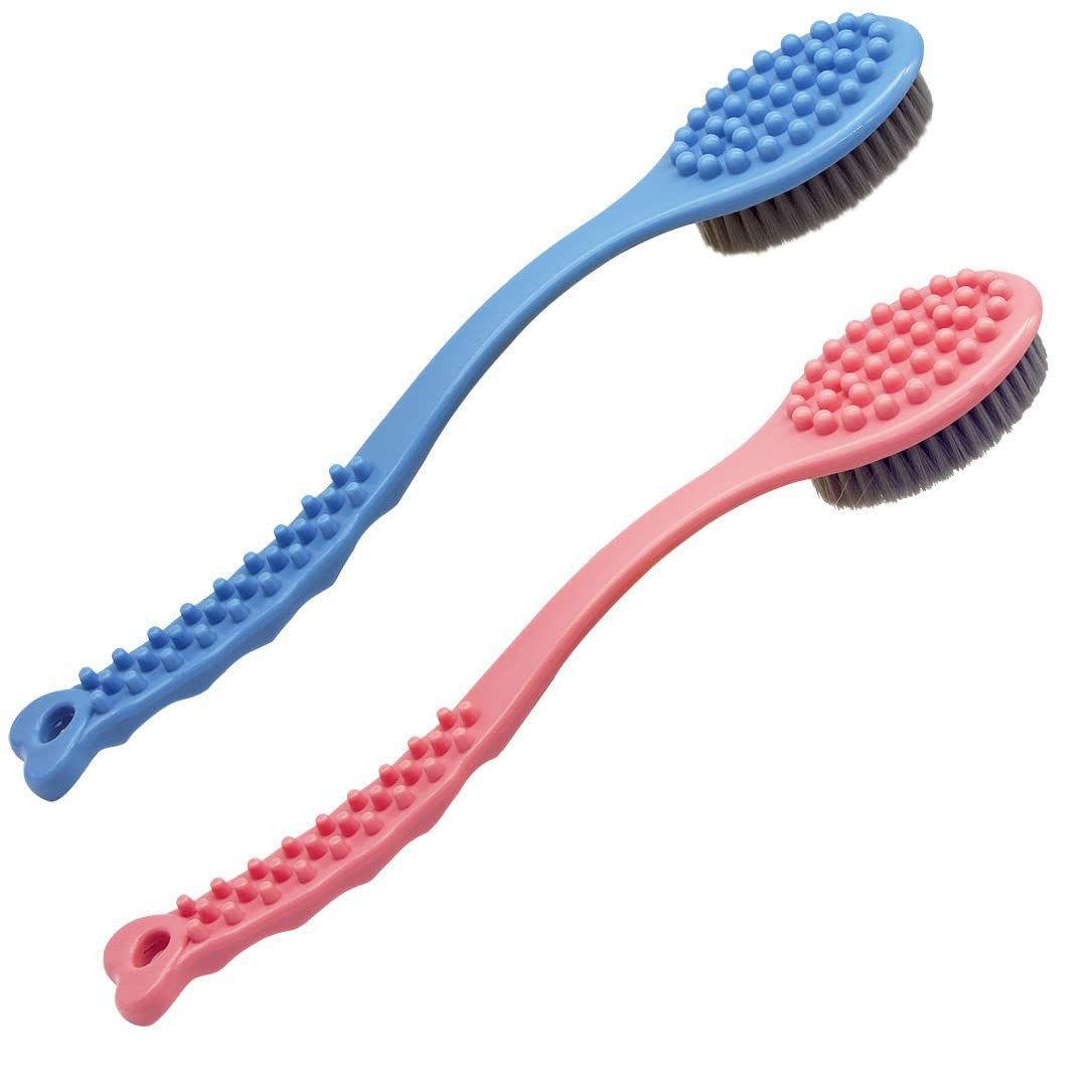 Long Handle Bath Brush for Shower-Soft &amp; Comfortable Dry Skin Body Massage Brush Back Exfoliation Brushes (blue and Pink)