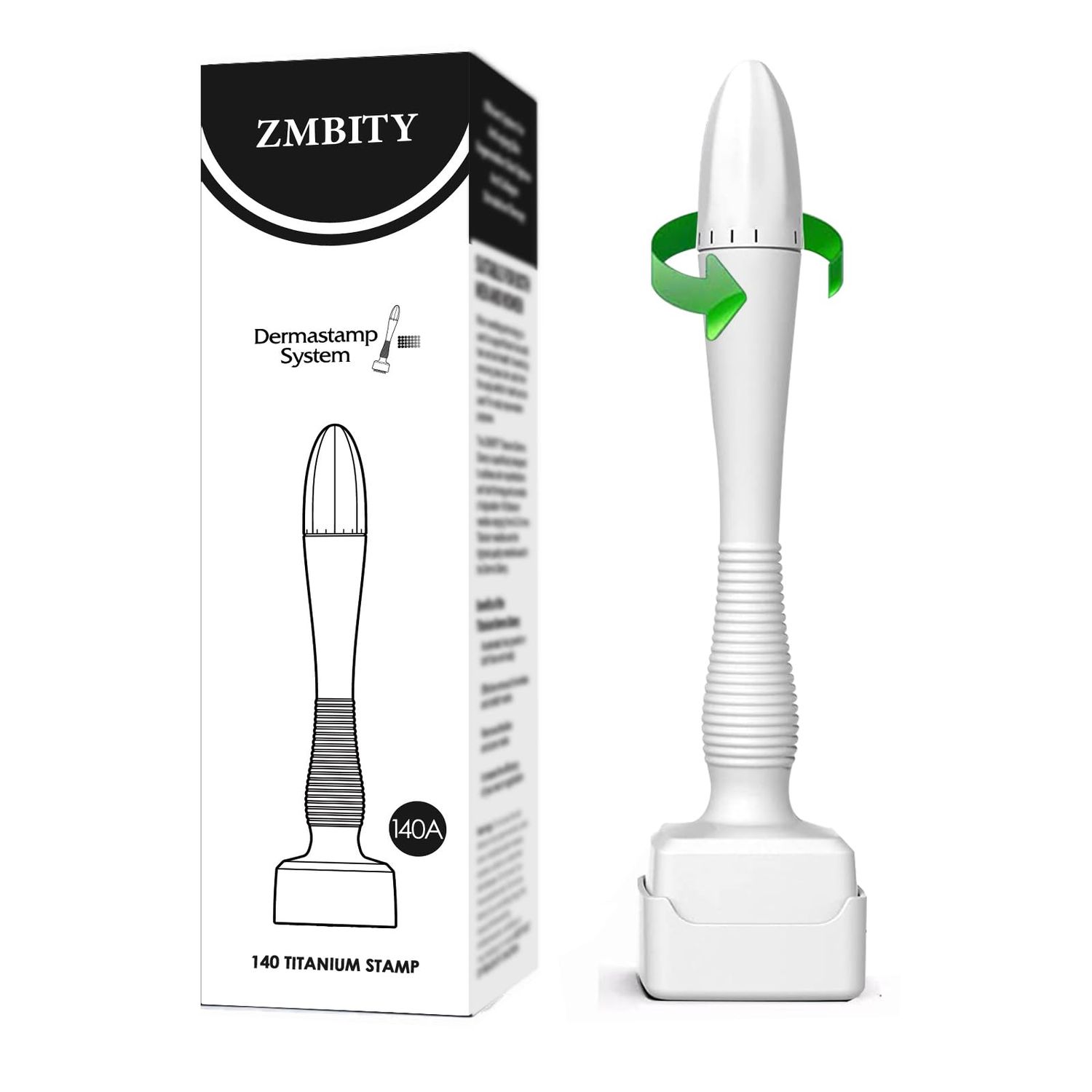 Titanium Derma Roller - Stamp Avlternative - Microneedling Roller Skin Care Tool - Micro Needle Roller for Men Women (White)