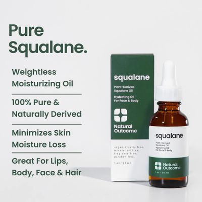natural outcome Pure Squalane Oil l 100% Plant Derived Squalane Oil for Face, Body, Hair &amp; Lips I Weightless Moisturizing Oil Firms Skin, Reduces Fine Lines &amp; Enhances Skin Elasticity I 1 oz