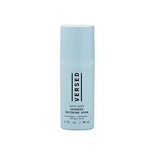 Versed Auto-Save Advanced Restoring Face Serum - Natural Microalgae Firms and Lifts Skin - Powerful Antioxidant Vitamin C Skin Serum to Restore and Protect From Free Radical Damage - Vegan (1 fl oz)
