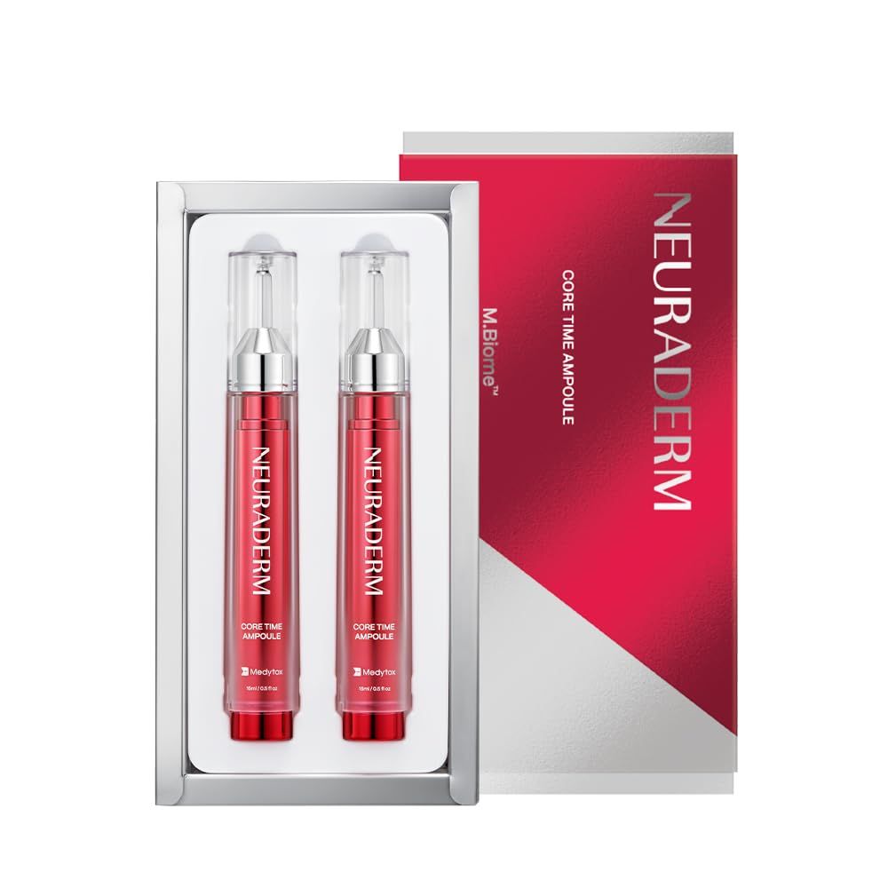 NEURADERM Core Time Ampoule, All-in-One Lifting Revitalizing Serum To Reduce Fine Lines and Improve Skin Elasticity For Glowing Radiant Complexion (15ml/0.5 fl. oz x 2ea)