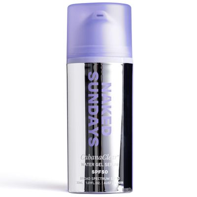 Naked Sundays CabanaClear SPF 50 Water Gel Serum - Daily Lightweight &amp; Hydrating SPF Sunscreen with Hyaluronic Acid, Broad Spectrum, Oil-Free, Silicone Free, Fragrance-Free for All Skin Types