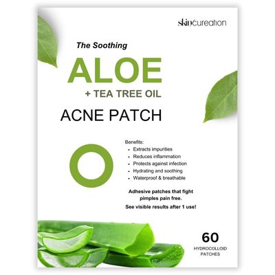 Skincureation Acne Pimple Patches (60 Counts 1 Size) - Invisible Hydrocolloid Acne Patch with Aloe and Tea Tree Oil for Covering Zits and Blemishes
