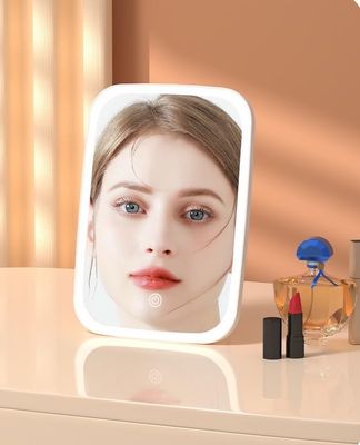 Professional Lighted Makeup Mirror with Lights - Vanity Mirror with LED Brightness Adjustable, Three Colors Changing Lights, Portable and Foldable Stand - USB Rechargeable