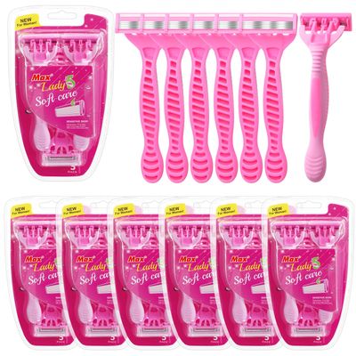 Wovnet 35 Count Women&#39;s Disposable Razors Bulk 5-Blade Disposable Razors Set Sensitive Disposable Razors Pink Bikini Razors Travel Razor Disposable Head Razor for Women Comfortable Shave