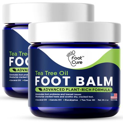 Tea Tree Oil Foot Balm - Foot Moisturizer for Dry Cracked Feet - Instantly Hydrates &amp; Soothes Irritated Skin &amp; Athletes Foot - Best Foot Care for Women and Men - Made in USA 2PK