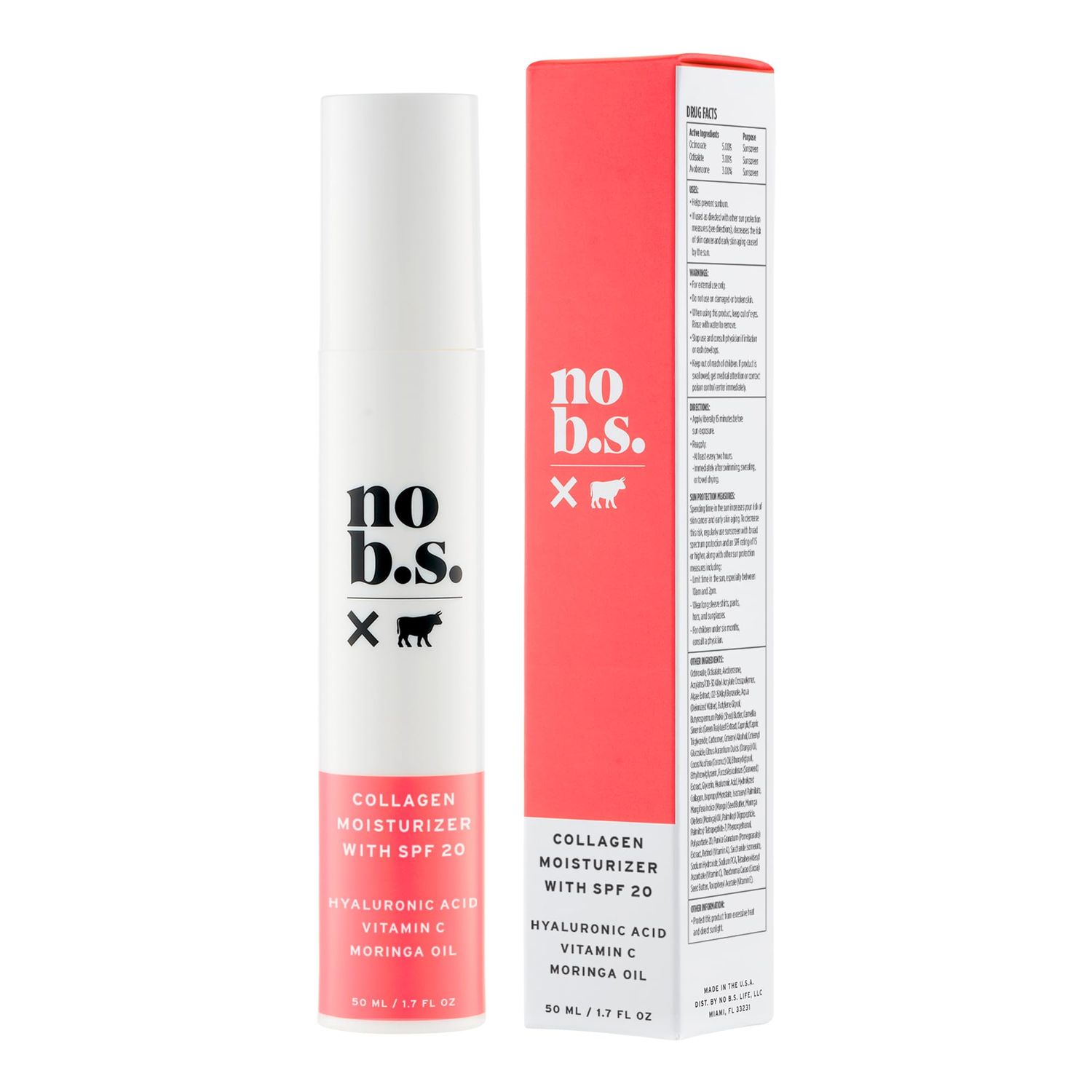 No B.S. (No Bad Stuff) Collagen SPF Face Moisturizer - Hydrates, Defends, + Soothes Skin with Shea Butter, Collagen, and Hyaluronic Acid (1.7 oz)