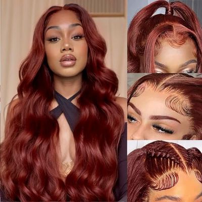 Yumkot 13x6 Reddish Brown Lace Front Wigs Human Hair Pre Plucked with Baby Hair 20Inch 180% Density Body Wave HD Full Lace Frontal Wigs Human Hair Colored Wigs for Women