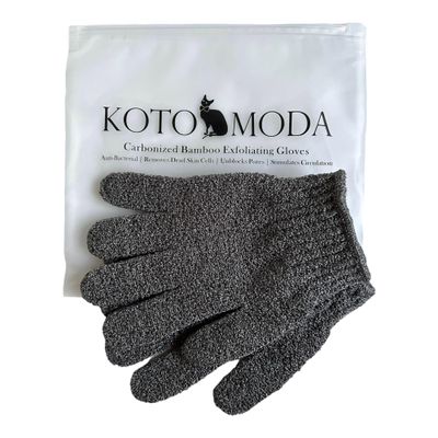 Kotomoda Sphynx Hairless Cats Carbonized Bamboo Bath Exfoliating Gloves Charcoal Bamboo Shower Body Scrub (1 pair)