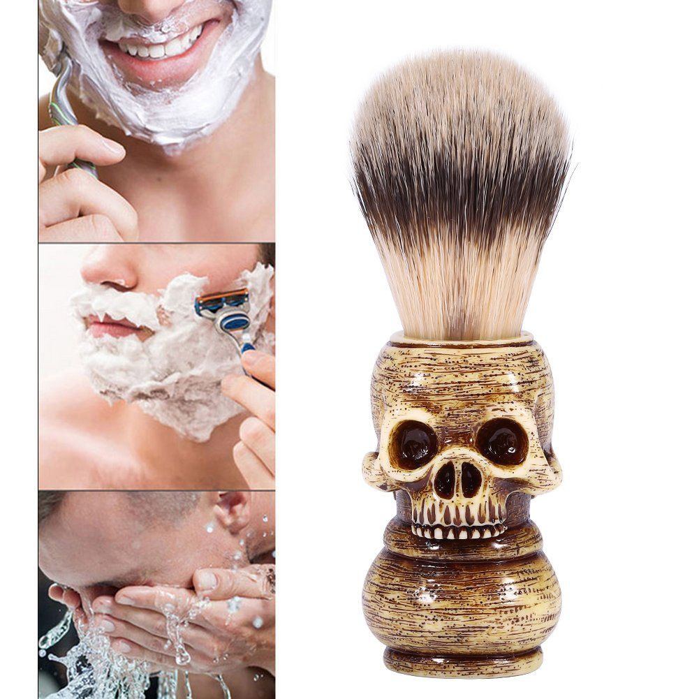 Xinwoer   Mens Skull Head Salon Beard Shaving Brush