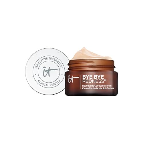 IT Cosmetics Bye Bye Redness, Transforming Porcelain Beige - Neutralizing Color-Correcting Cream - Reduces Redness - Long-Wearing Coverage - With Hydrolyzed Collagen - 0.37 fl oz
