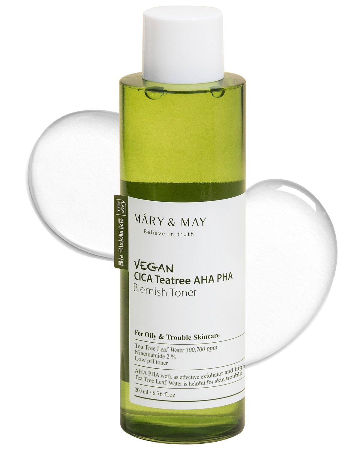 Mary&amp;May Vegan CICA Tea Tree AHA PHA Blemish Toner - Oil Control and Skin Soothing Exfoliating Face Toner - Protects Skin Barrier, for Clear and Healthy Skin, 6.76 fl.oz.