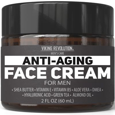 Viking Revolution Mens Anti Aging Face Cream - Mens Face Moisturizer for Men with Hyaluronic Acid, Aloe Vera, Vitamin E - Wrinkle Cream for Men with Vitamin B5, Green Tea (2 Fl Oz)