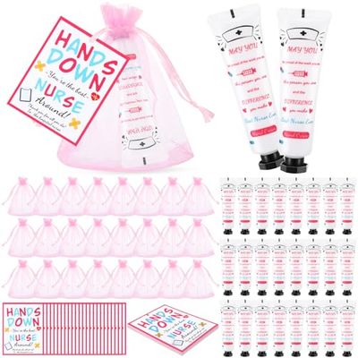 Leelosp 72 Pcs Nurse Appreciation Gifts Set Include 24 Pcs Hand Cream Bulk 24 Pcs Nurse Cards 24 Organza Bags Thank You Gifts Nurse Week Gifts Nursing Student Gifts Medical Assistant
