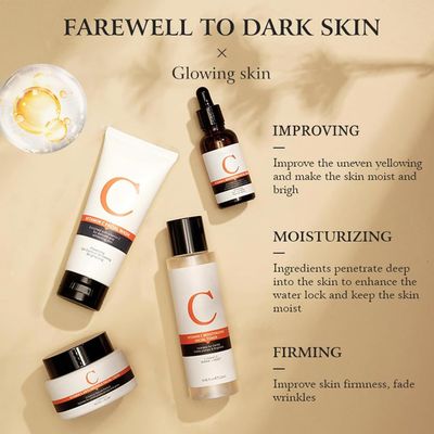 Vitamin C Skin Care Sets &amp; Kits, Skincare Gift Set for Teenage Girls, Women Beauty Gift Sets Skin Care Kit with Cleanser,Toner,Serum,Face Cream, Long Lasting Moisturizing Skincare Set for Women Girls